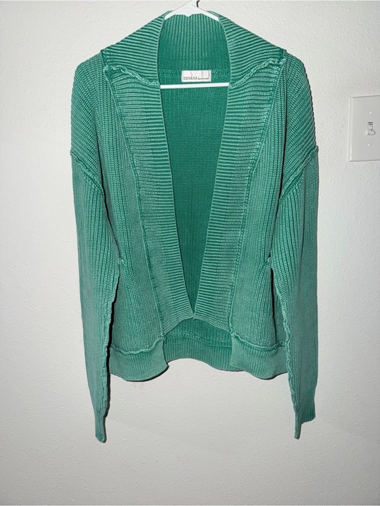 Zenana Outfitters Sweaters - Zenana Outfitters Green Open-Front Ribbed Cardigan NWOT